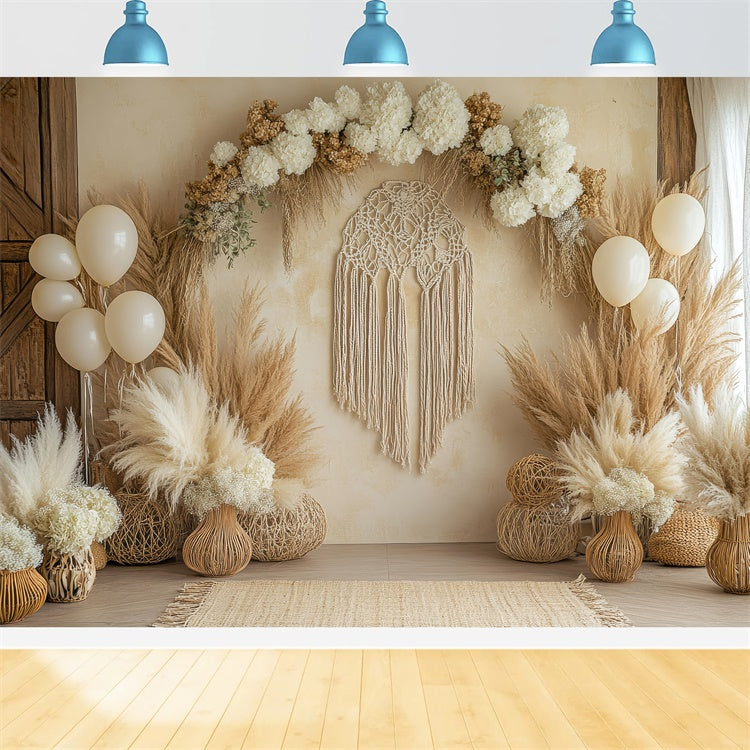 Bohemian Backdrop Floral Decor Macrame Photography Backdrop UK GQ2-67