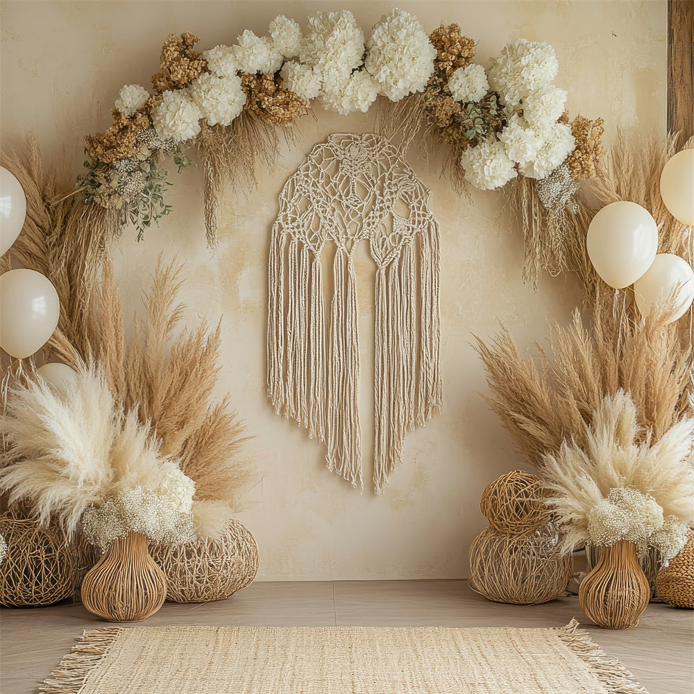 Bohemian Backdrop Floral Decor Macrame Photography Backdrop UK GQ2-67