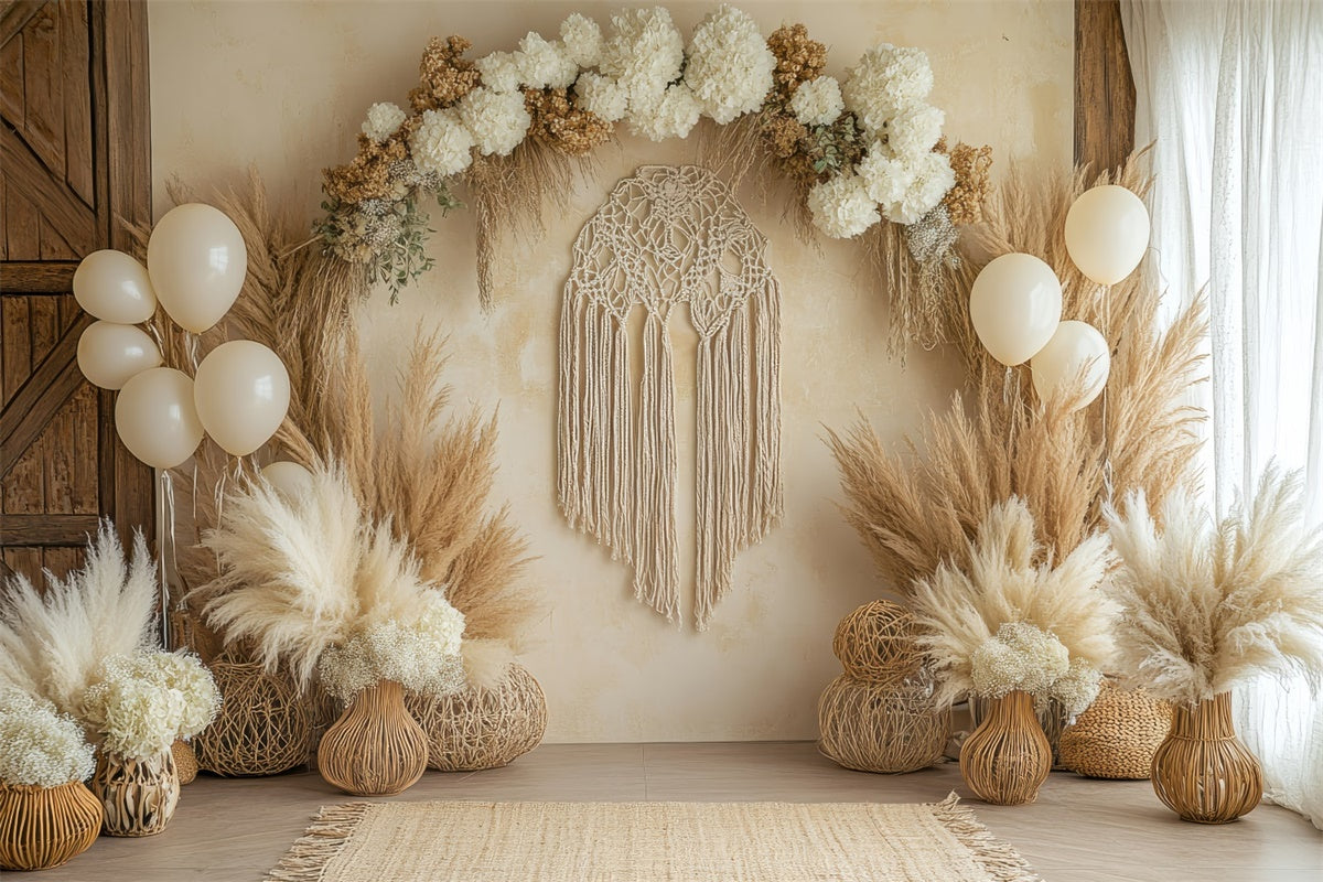 Bohemian Backdrop Floral Decor Macrame Photography Backdrop UK GQ2-67