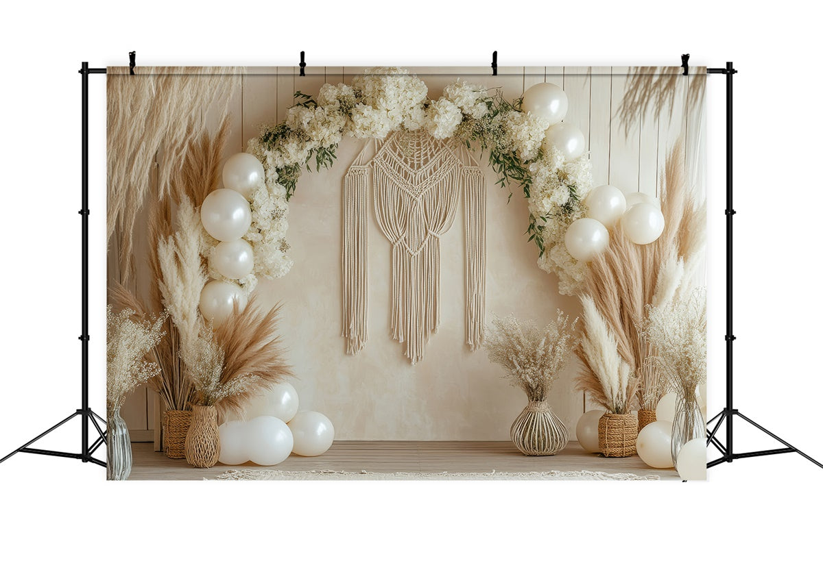 Boho Arch Backdrop Floral Macrame Balloon Backdrop UK GQ2-68