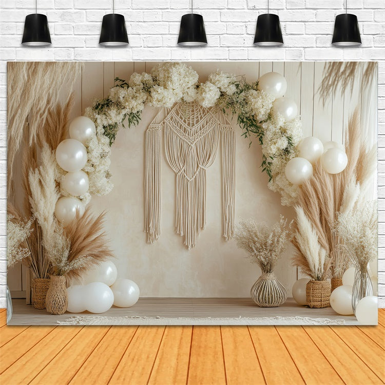 Boho Arch Backdrop Floral Macrame Balloon Backdrop UK GQ2-68