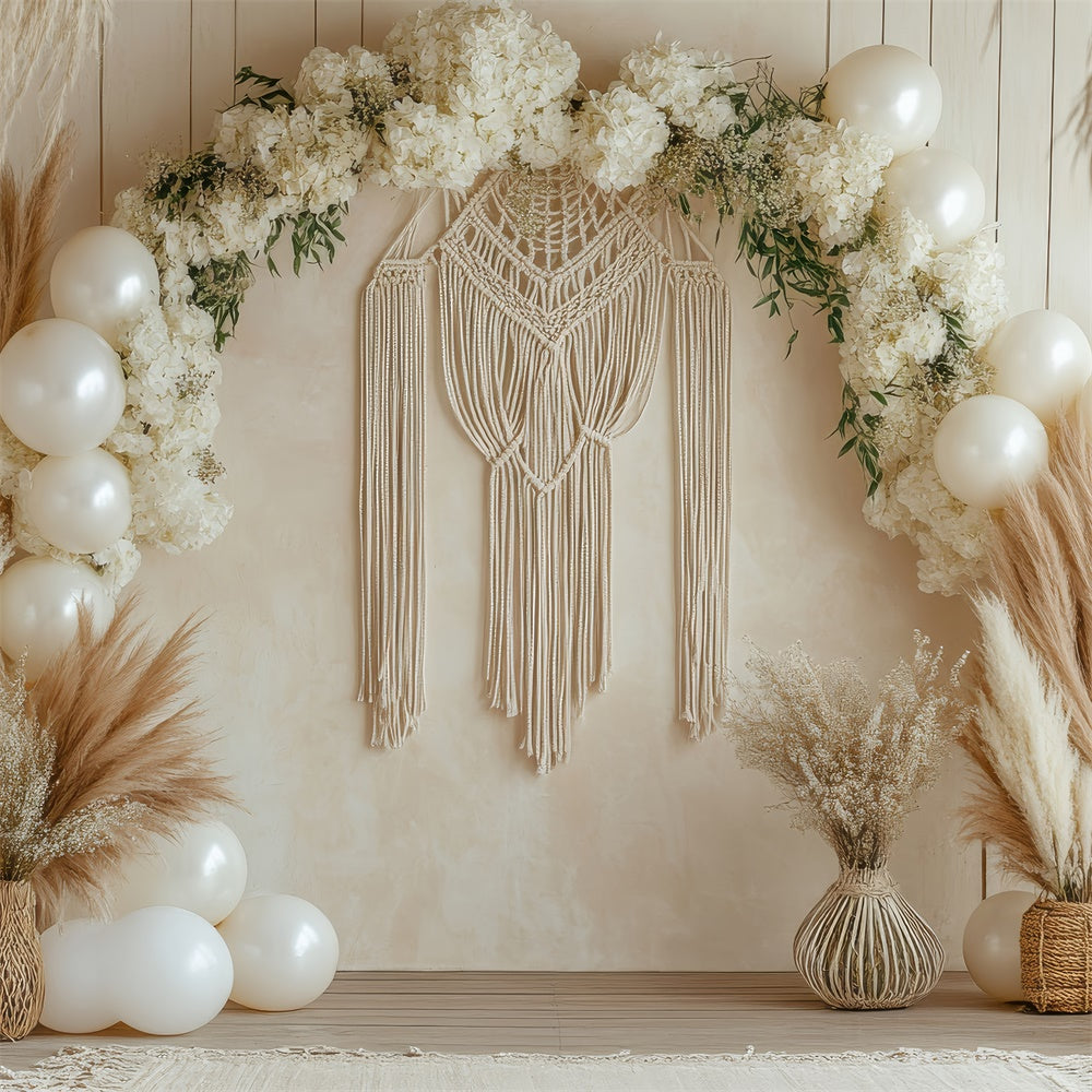 Boho Arch Backdrop Floral Macrame Balloon Backdrop UK GQ2-68