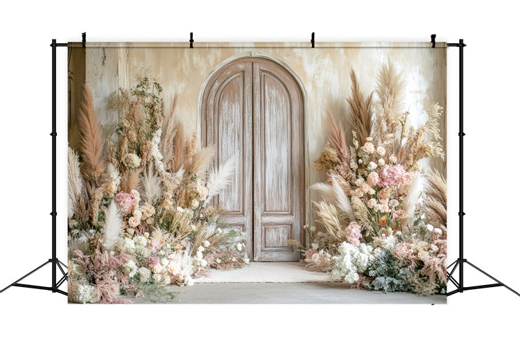 Boho Photo Backdrop Floral Arrangement Door Backdrop UK GQ2-69