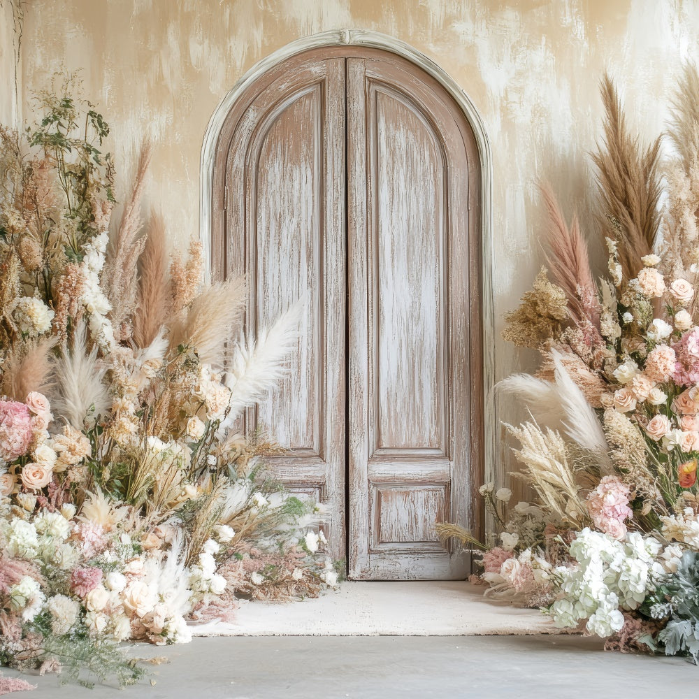 Boho Photo Backdrop Floral Arrangement Door Backdrop UK GQ2-69