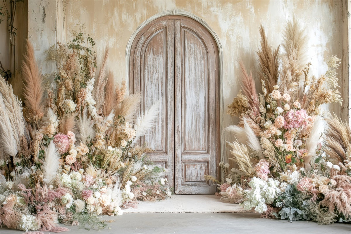 Boho Photo Backdrop Floral Arrangement Door Backdrop UK GQ2-69