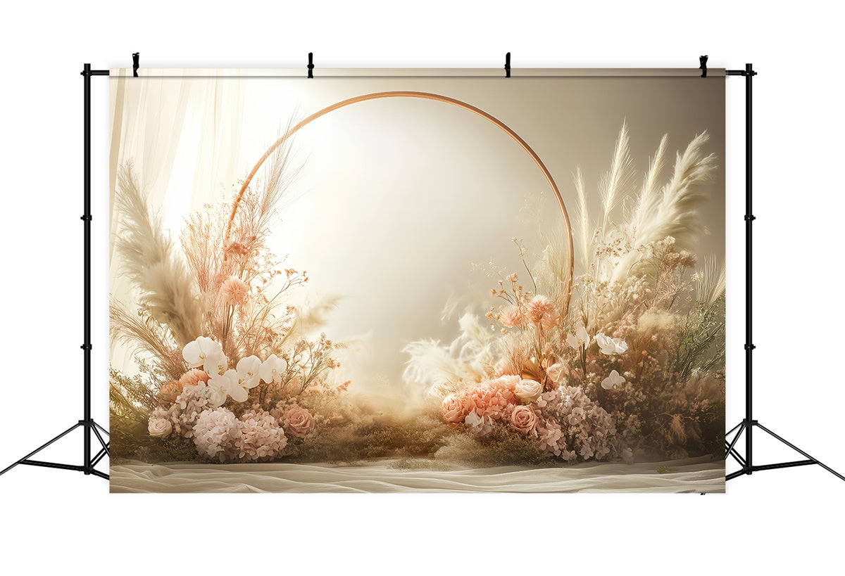 Boho Backdrop Ideas Flowers Circle Photography Backdrop UK GQ2-70