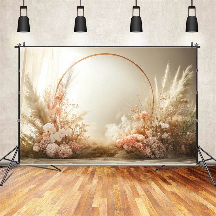 Boho Backdrop Ideas Flowers Circle Photography Backdrop UK GQ2-70