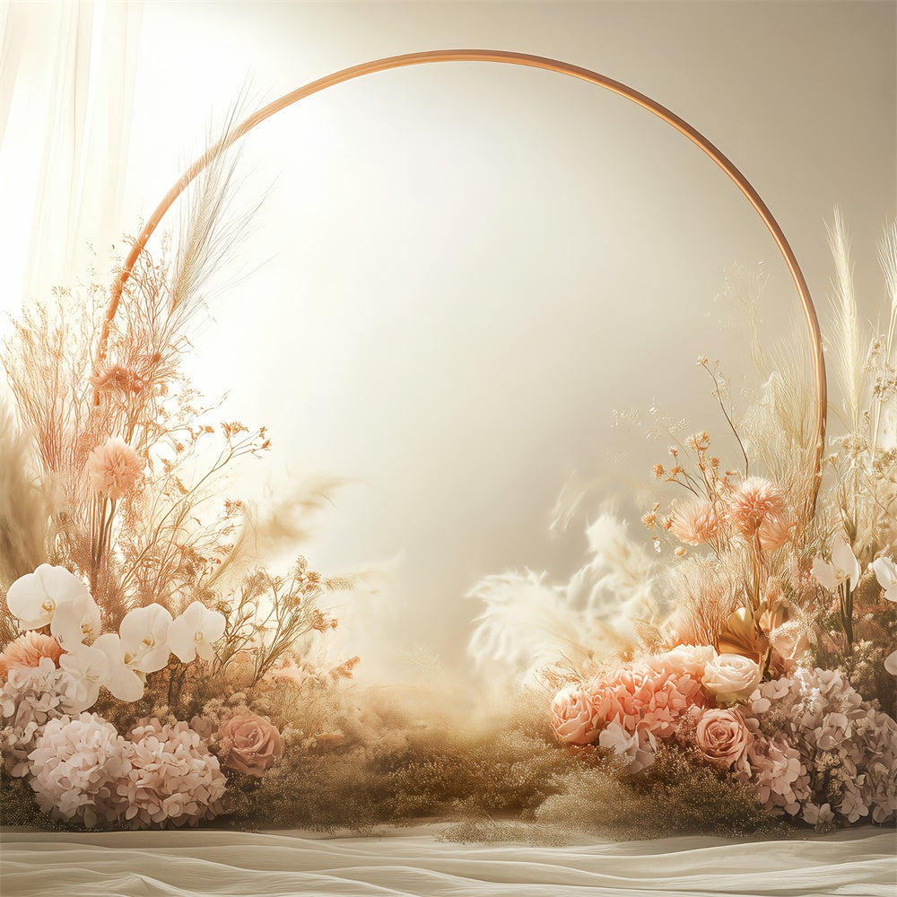 Boho Backdrop Ideas Flowers Circle Photography Backdrop UK GQ2-70