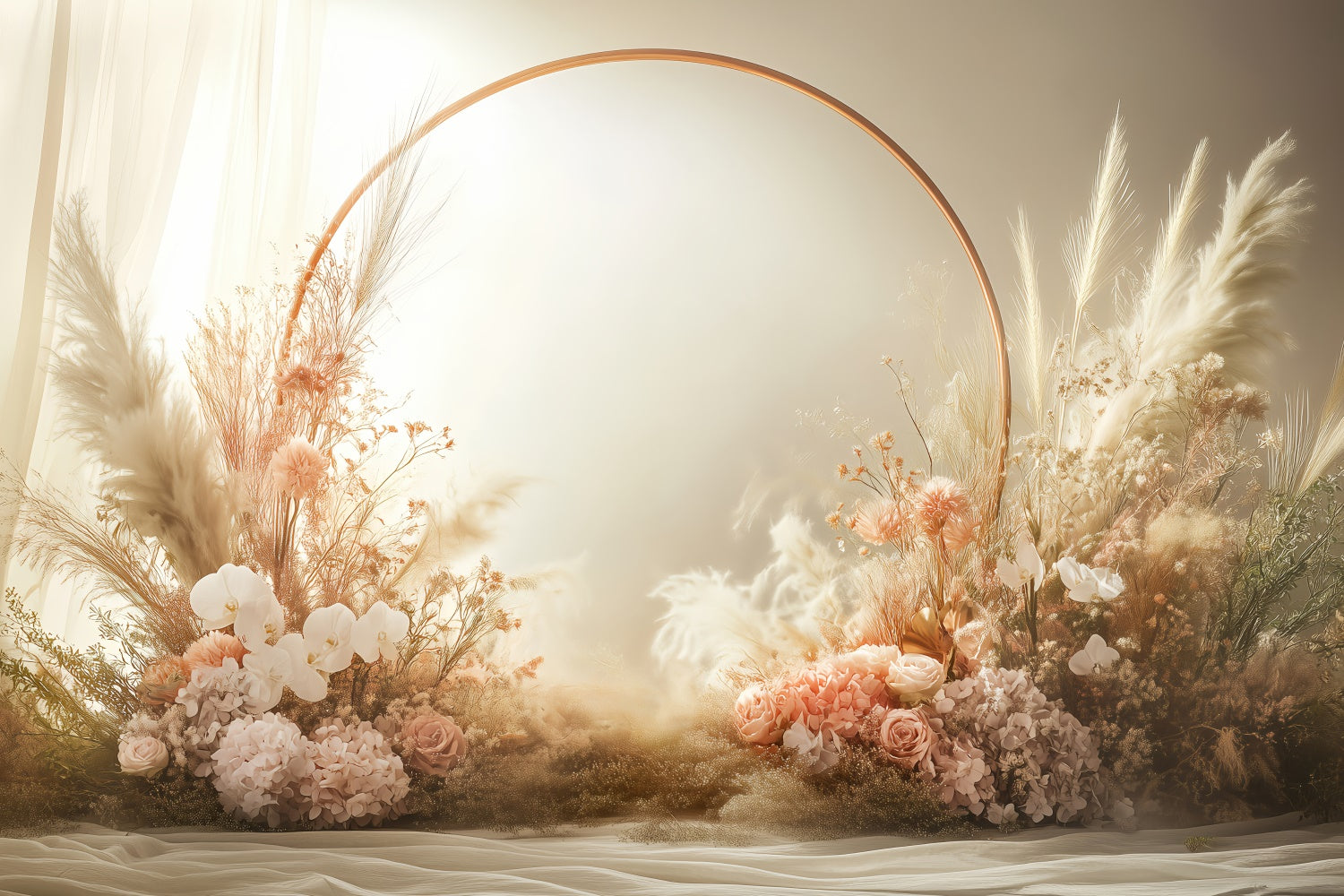 Boho Backdrop Ideas Flowers Circle Photography Backdrop UK GQ2-70