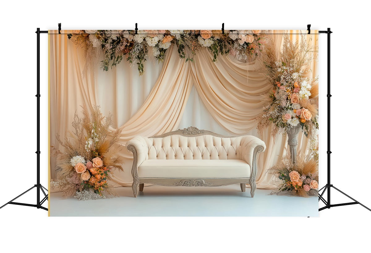 Boho Backdrop Sofa Delicate Floral Arrangement Backdrop UK GQ2-72