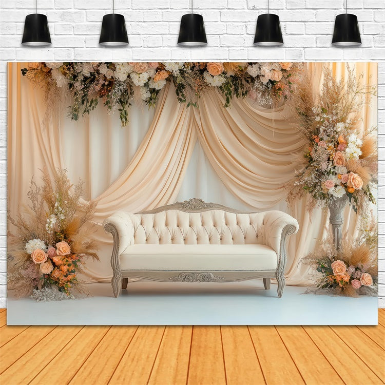 Boho Backdrop Sofa Delicate Floral Arrangement Backdrop UK GQ2-72