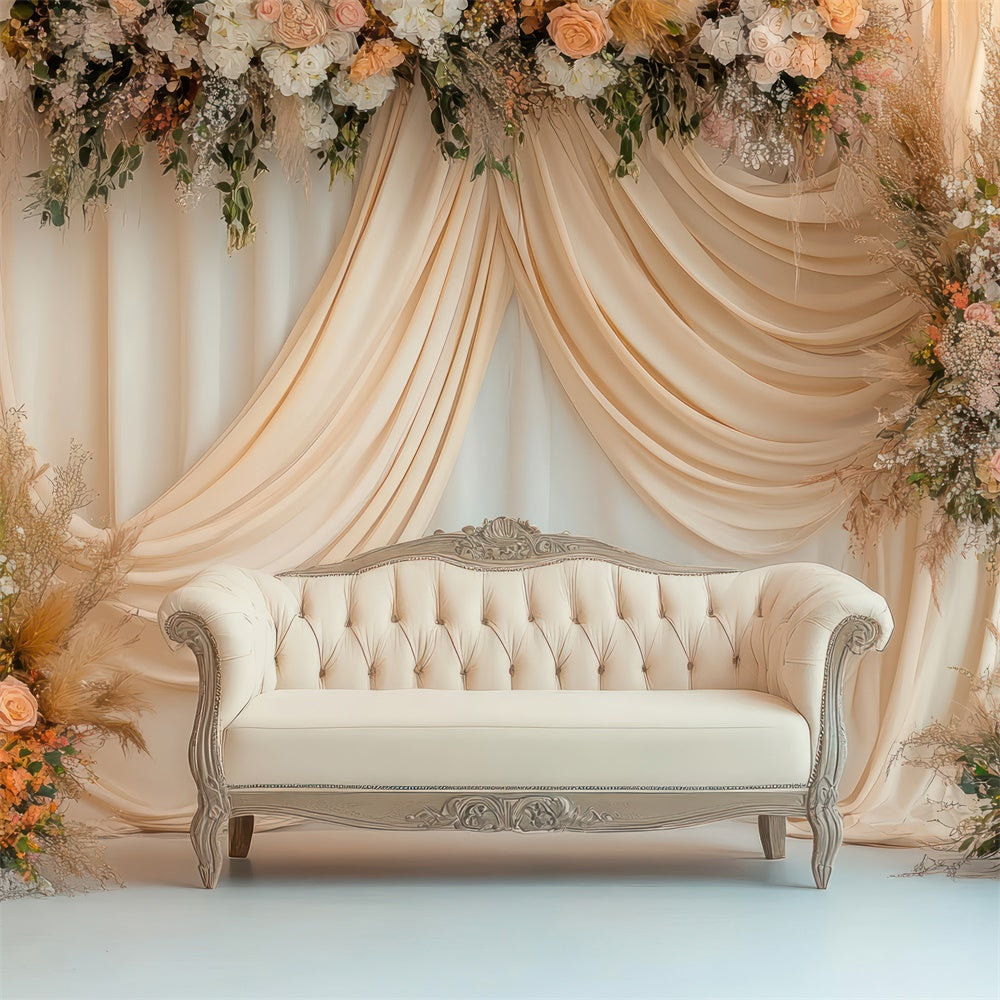 Boho Backdrop Sofa Delicate Floral Arrangement Backdrop UK GQ2-72