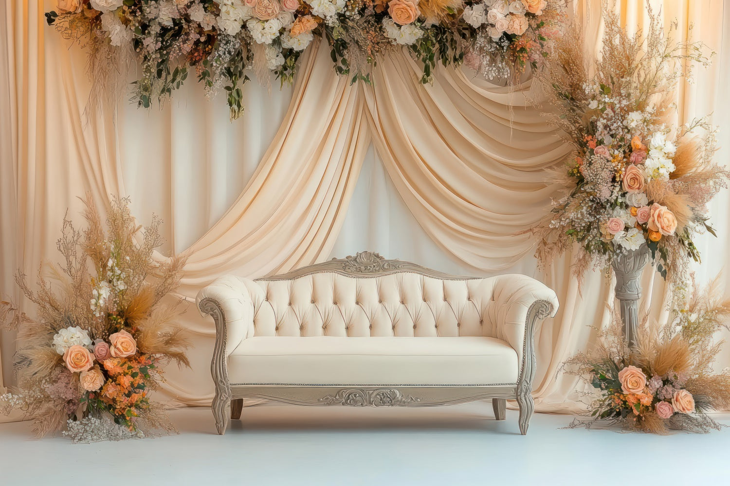 Boho Backdrop Sofa Delicate Floral Arrangement Backdrop UK GQ2-72