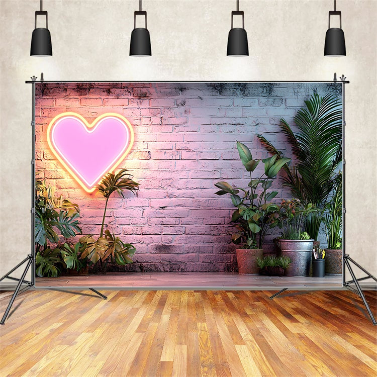 Boho Backdrop Ideas Neon Heart Wall Greenery Backdrop UK GQ2-74