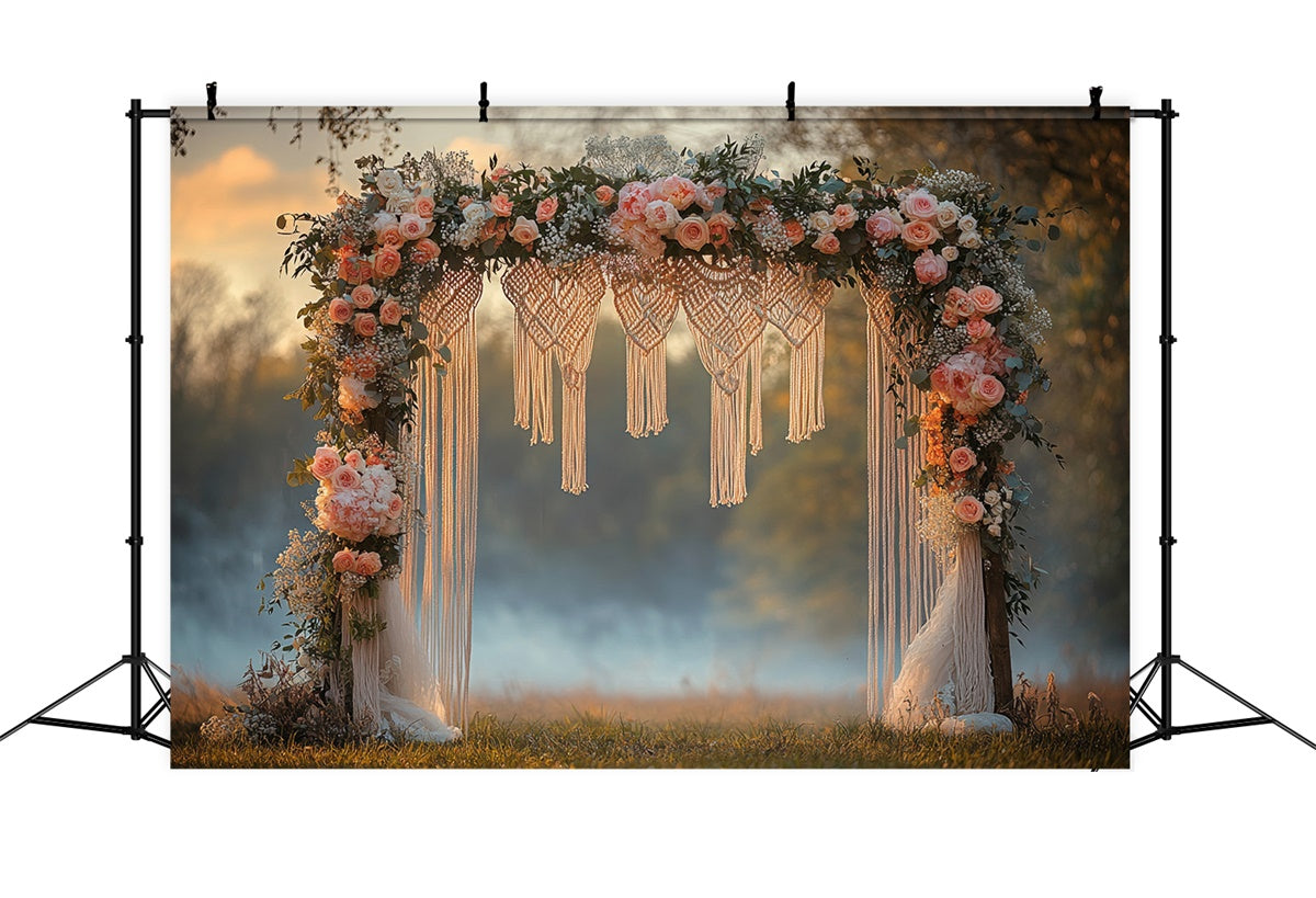 Boho Wedding Backdrop Flower Macrame Arch Backdrop UK GQ2-75