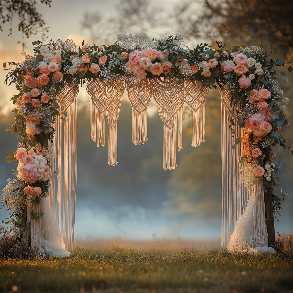 Boho Wedding Backdrop Flower Macrame Arch Backdrop UK GQ2-75