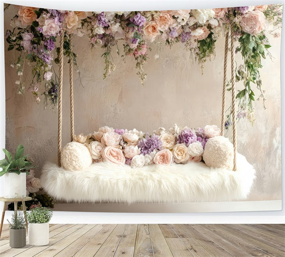 Boho Backdrop Ideas Floral Swing Photography Backdrop UK GQ2-77