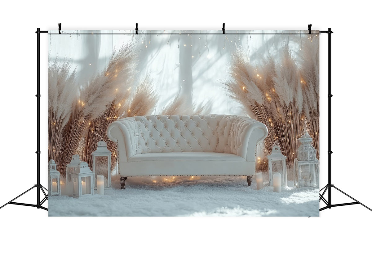 Boho Photography Backdrop Winter Sofa Pampas Lantern Backdrop UK GQ2-78