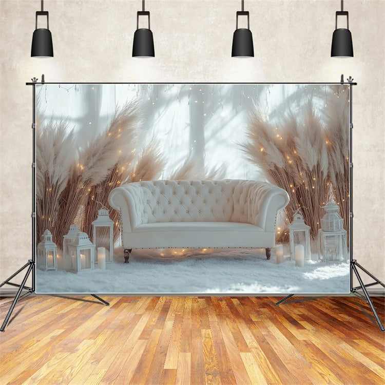 Boho Photography Backdrop Winter Sofa Pampas Lantern Backdrop UK GQ2-78