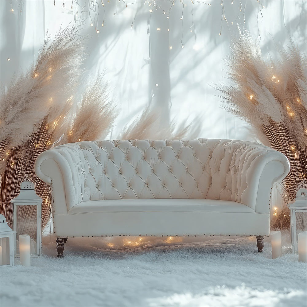 Boho Photography Backdrop Winter Sofa Pampas Lantern Backdrop UK GQ2-78