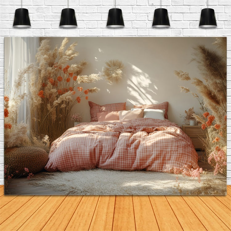 Boho Backdrop Ideas Floral Pampas Grass Bed Backdrop UK GQ2-80