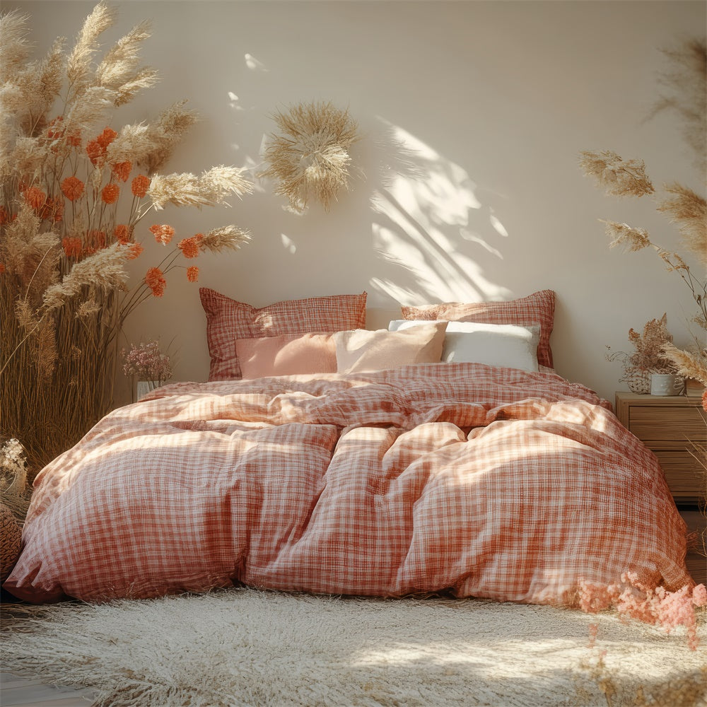 Boho Backdrop Ideas Floral Pampas Grass Bed Backdrop UK GQ2-80