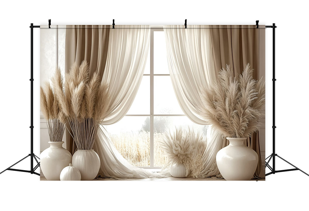 Boho Backdrop Ideas Window Pampas Grass Photography Backdrop UK GQ2-82