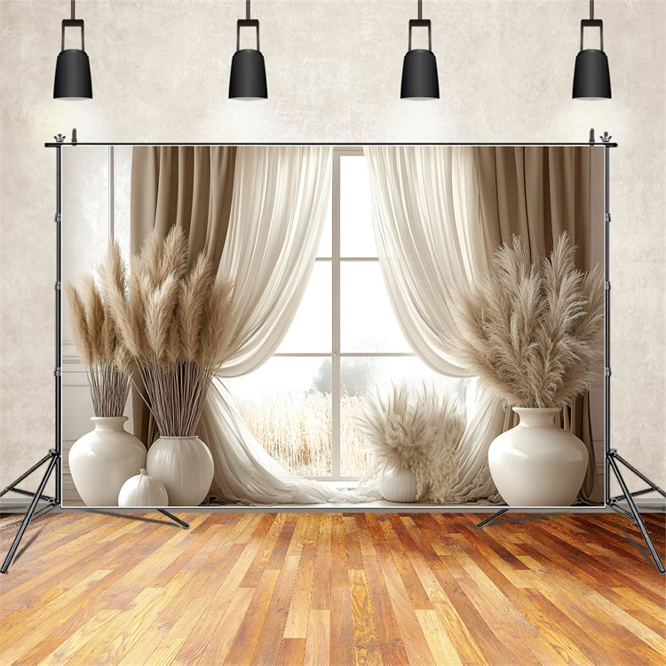 Boho Backdrop Ideas Window Pampas Grass Photography Backdrop UK GQ2-82