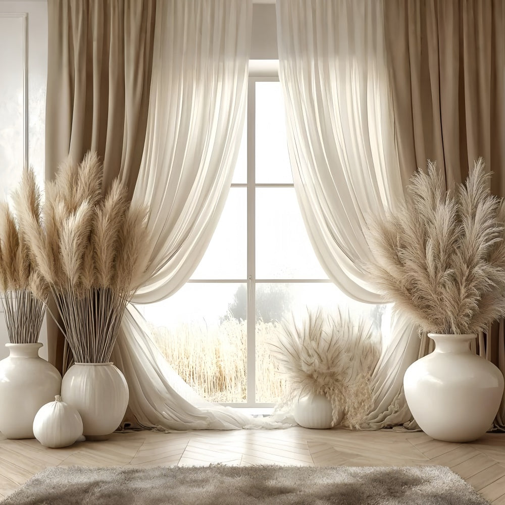 Boho Backdrop Ideas Window Pampas Grass Photography Backdrop UK GQ2-82