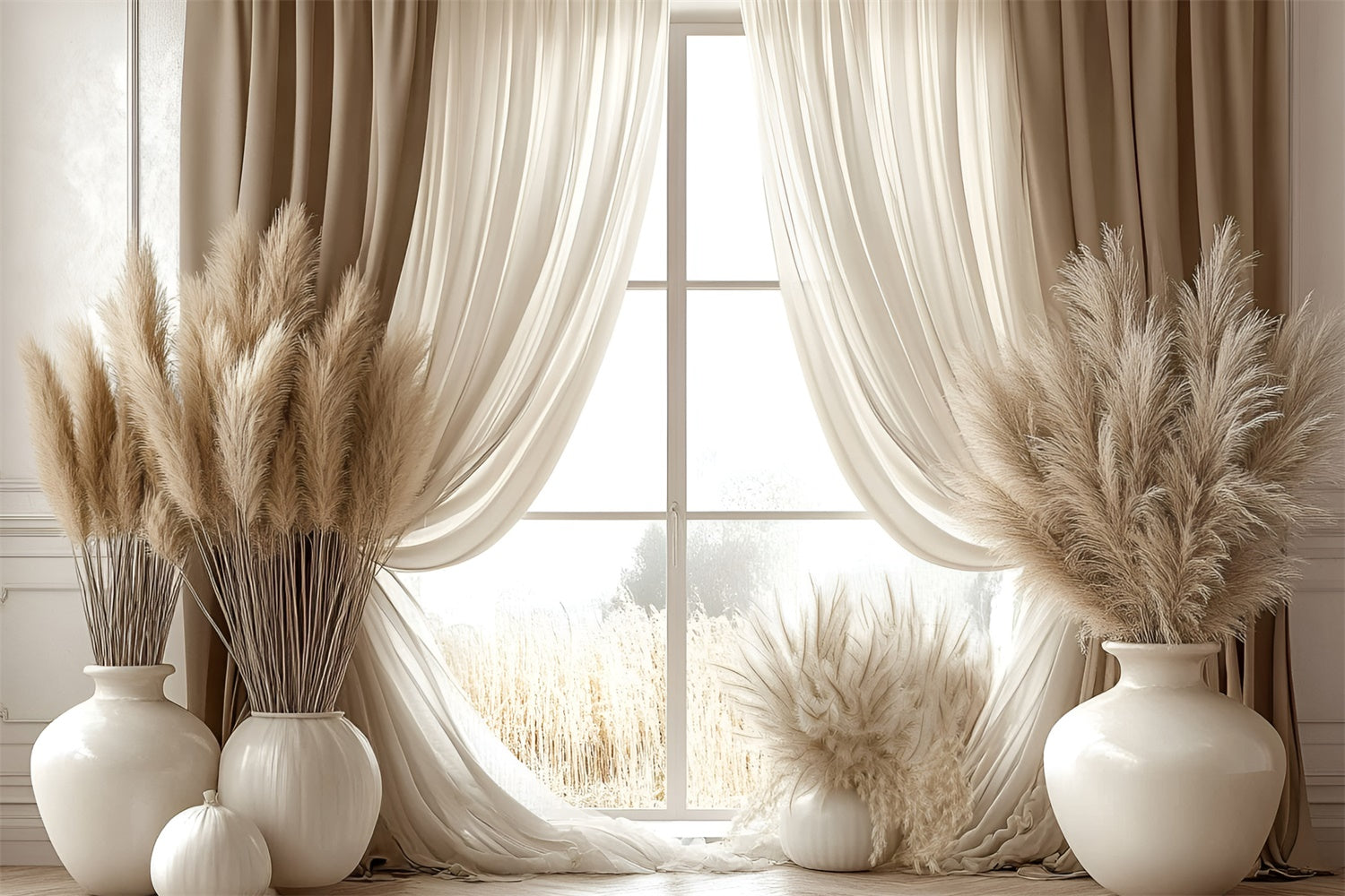 Boho Backdrop Ideas Window Pampas Grass Photography Backdrop UK GQ2-82