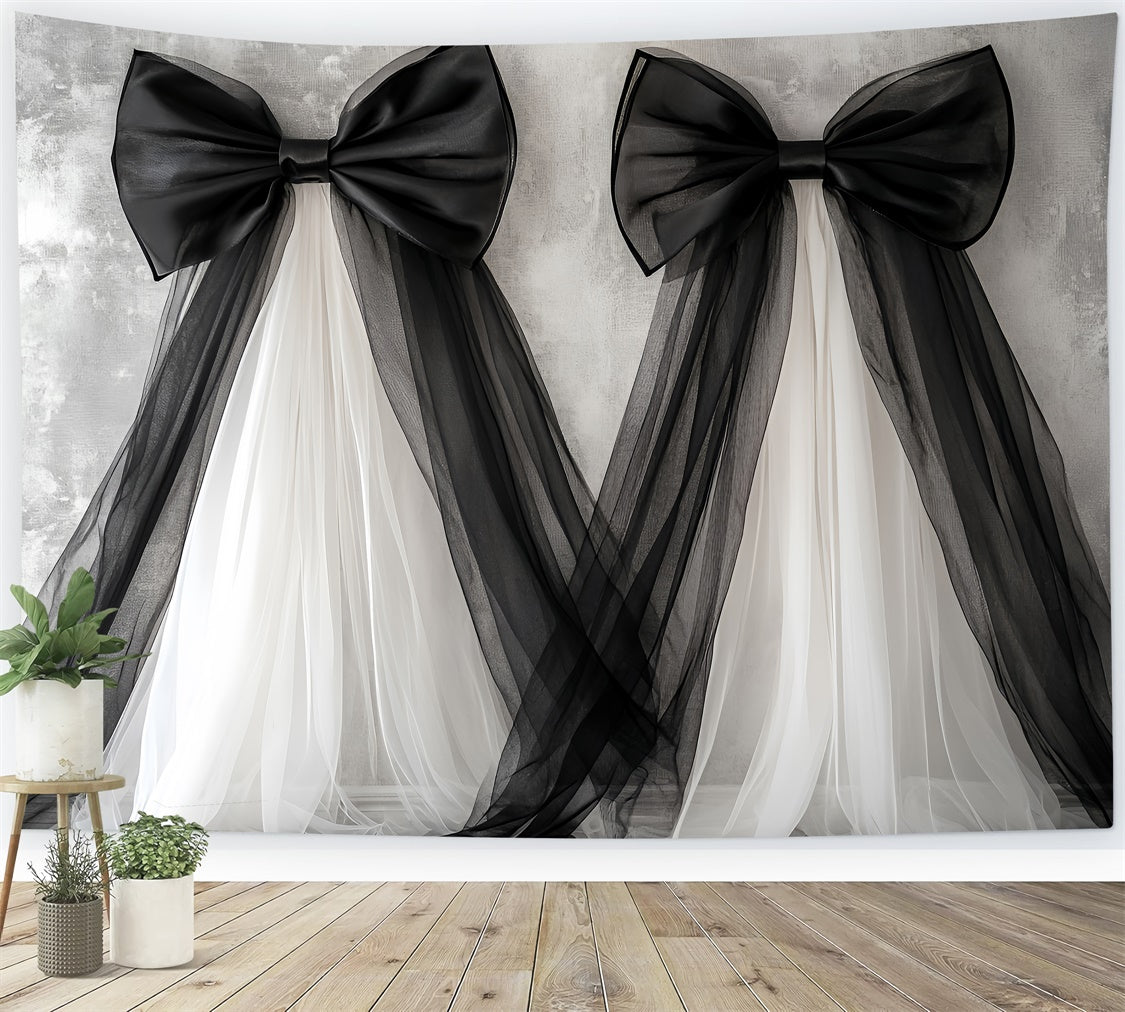 Happy Mother's Day Backdrop Elegant Black White Bow Backdrop UK GQ2-87