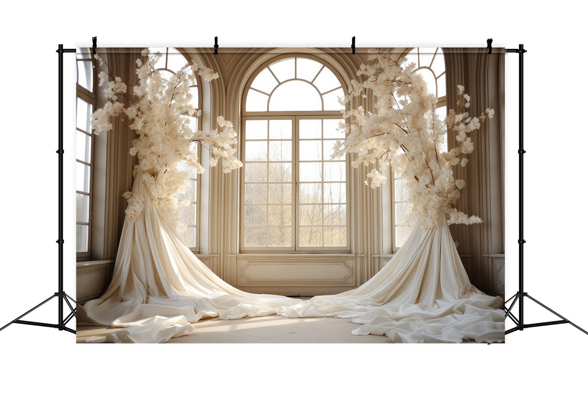 Mothers Day Backdrop Elegant Ivory Blossom Window Backdrop UK GQ2-94