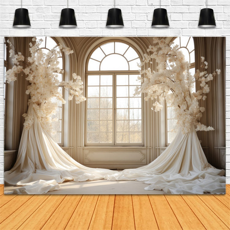 Mothers Day Backdrop Elegant Ivory Blossom Window Backdrop UK GQ2-94