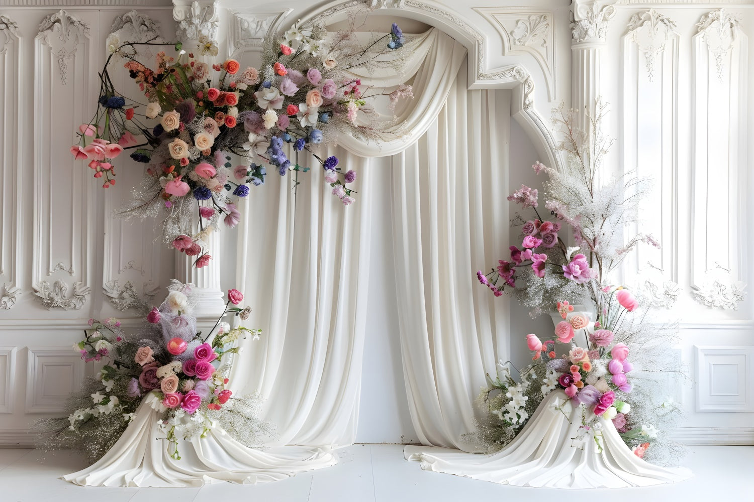 Mother's Day Photo Backdrop French Romantic Floral Arch Backdrop UK GQ2-97