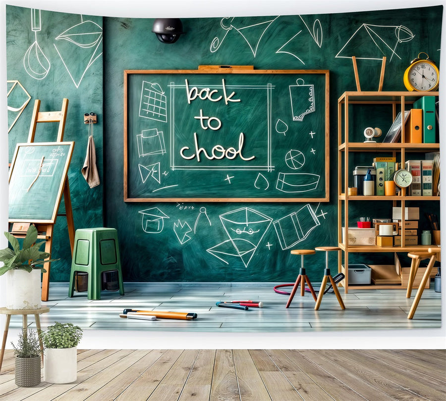 Mathtime Backdrop Back To School Backdrops Green Chalkboard Math Classroom Backdrop UK G