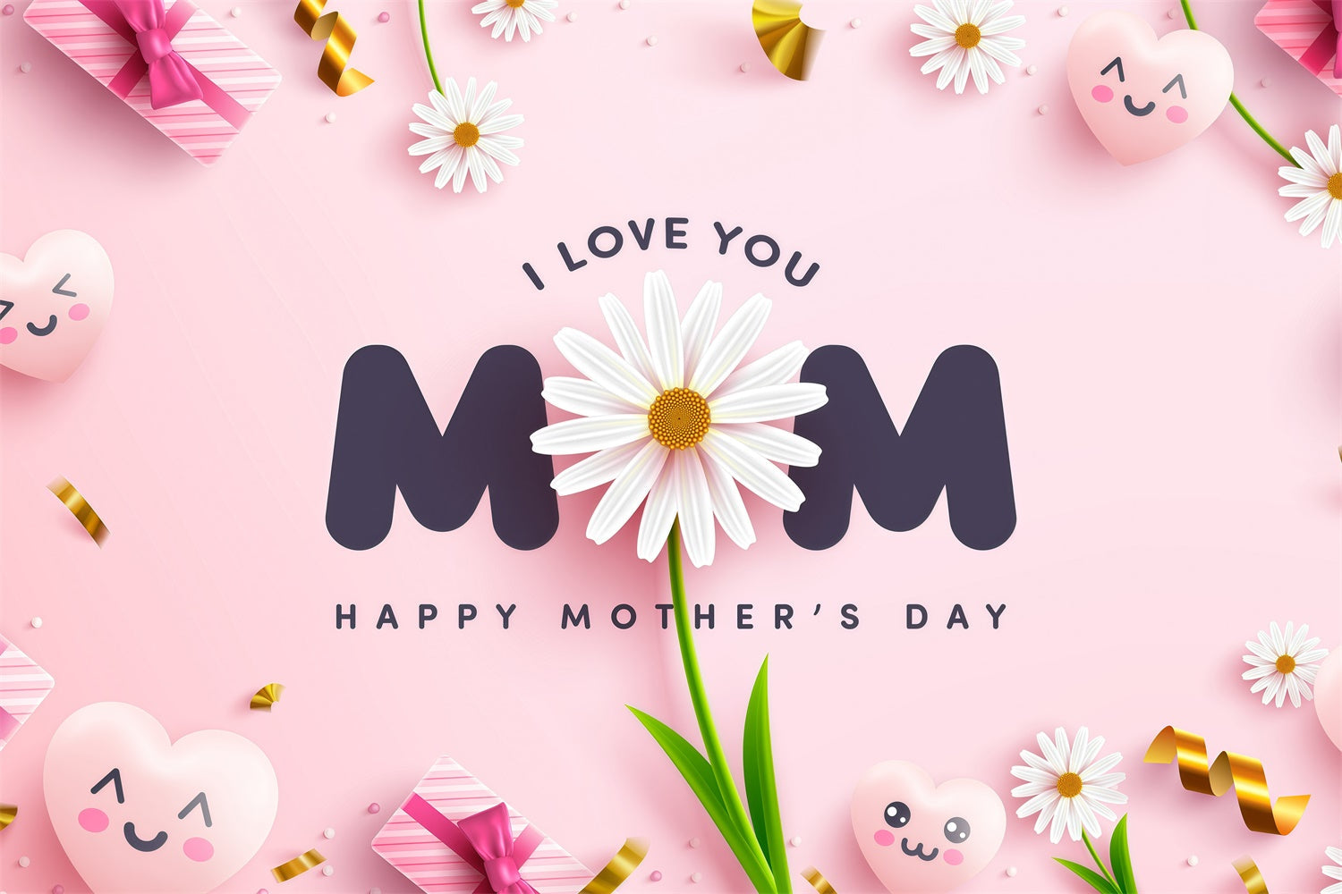 Mother's Day Backdrop Ideas Playful Heart Flowers Custom Backdrop UK GQ3-134