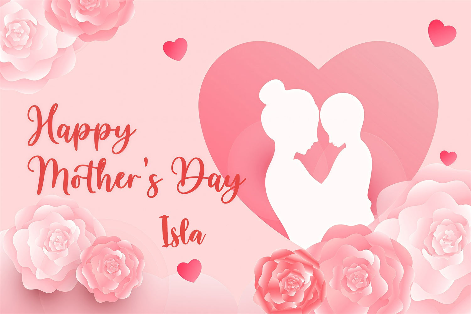 Mothers Day Backdrop Silhouette Flowers Heart Custom Backdrop UK GQ3-137
