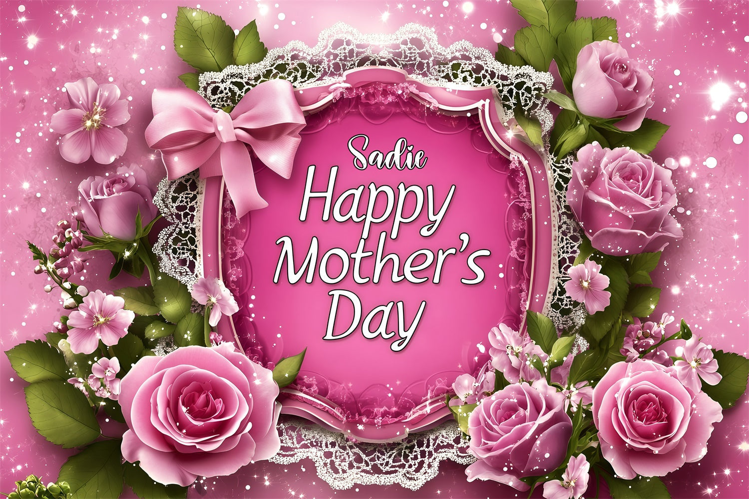 Backdrop For Mothers Day Delicate Rose Glow Personalized Backdrop UK GQ3-144