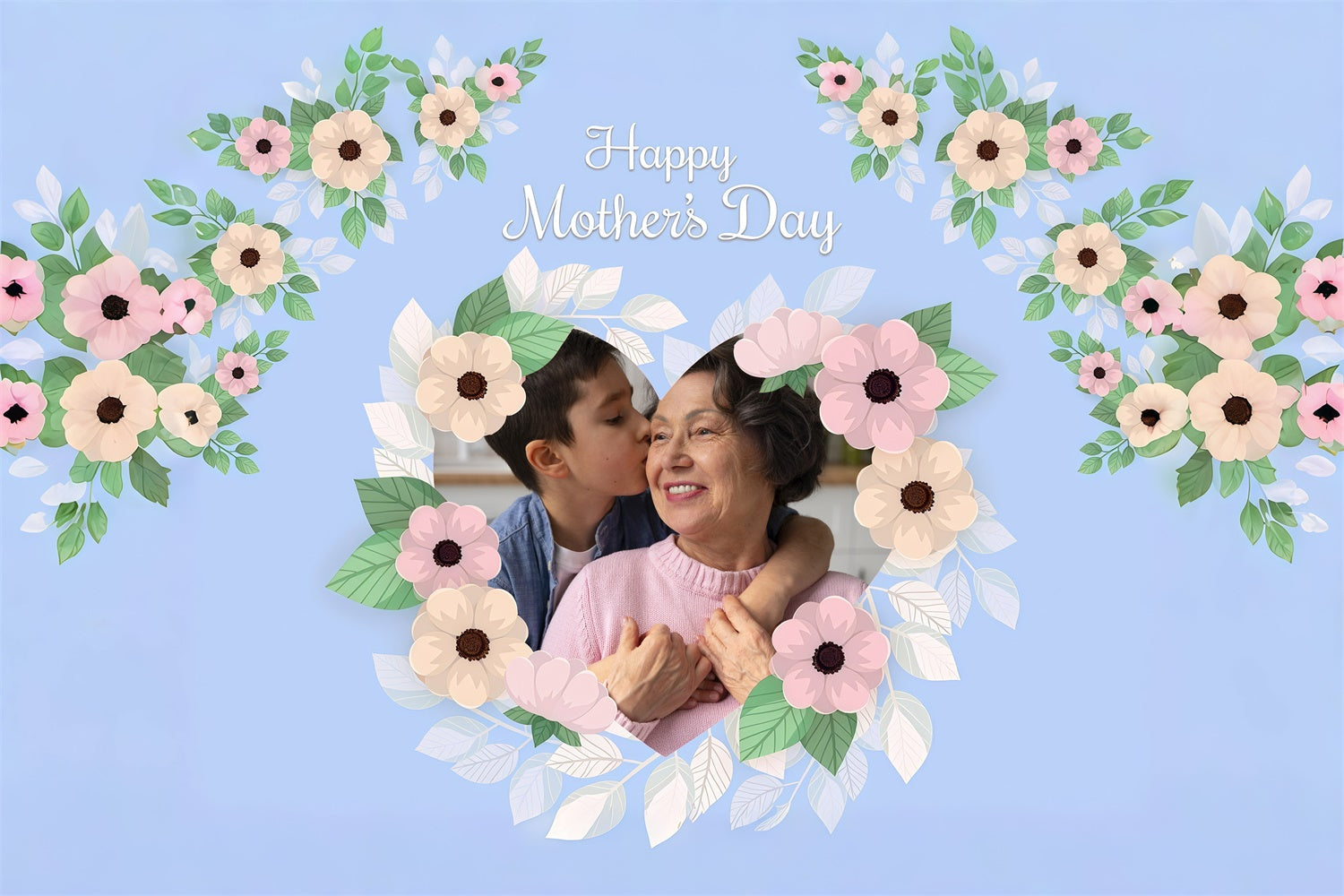 Backdrop For Mothers Day Delicate Pastel Blooms Custom Backdrop UK GQ3-146