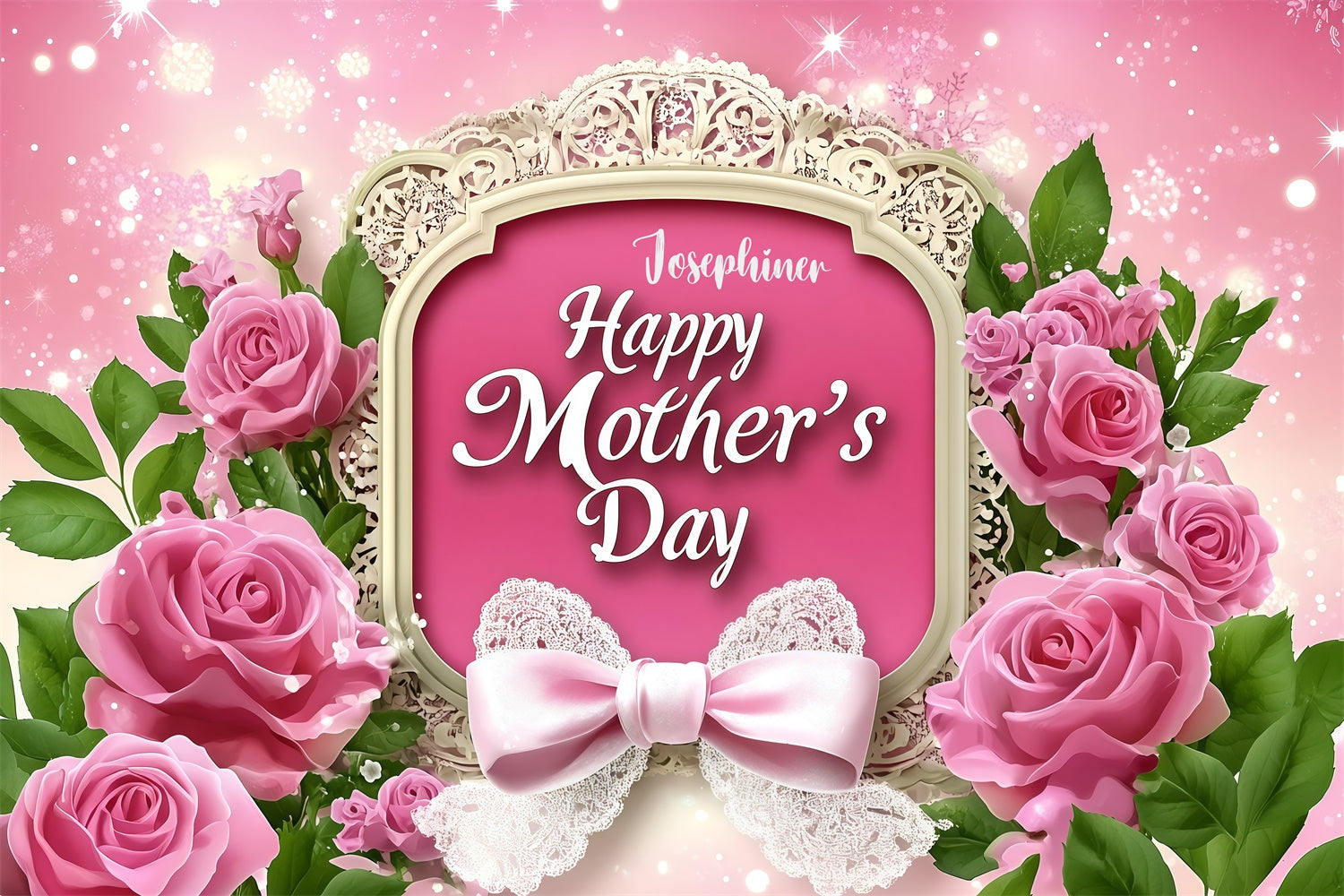 Backdrops For Mother's Day Elegant Rose Lace Bow Customized Backdrop UK GQ3-147