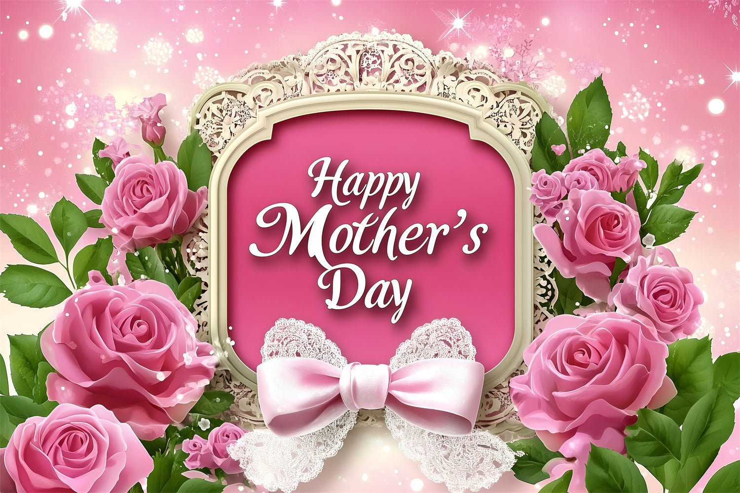 Backdrops For Mother's Day Elegant Rose Lace Bow Customized Backdrop UK GQ3-147