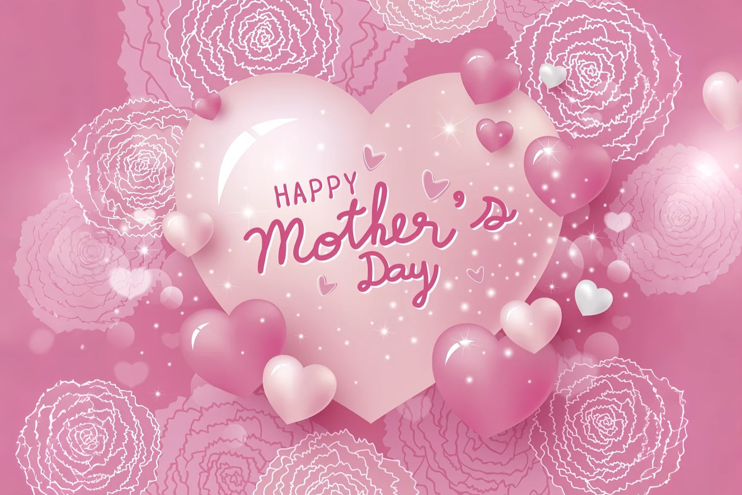 Mother's Day Backdrop Ideas Sparkling Heart Floral Custom Backdrop UK GQ3-148