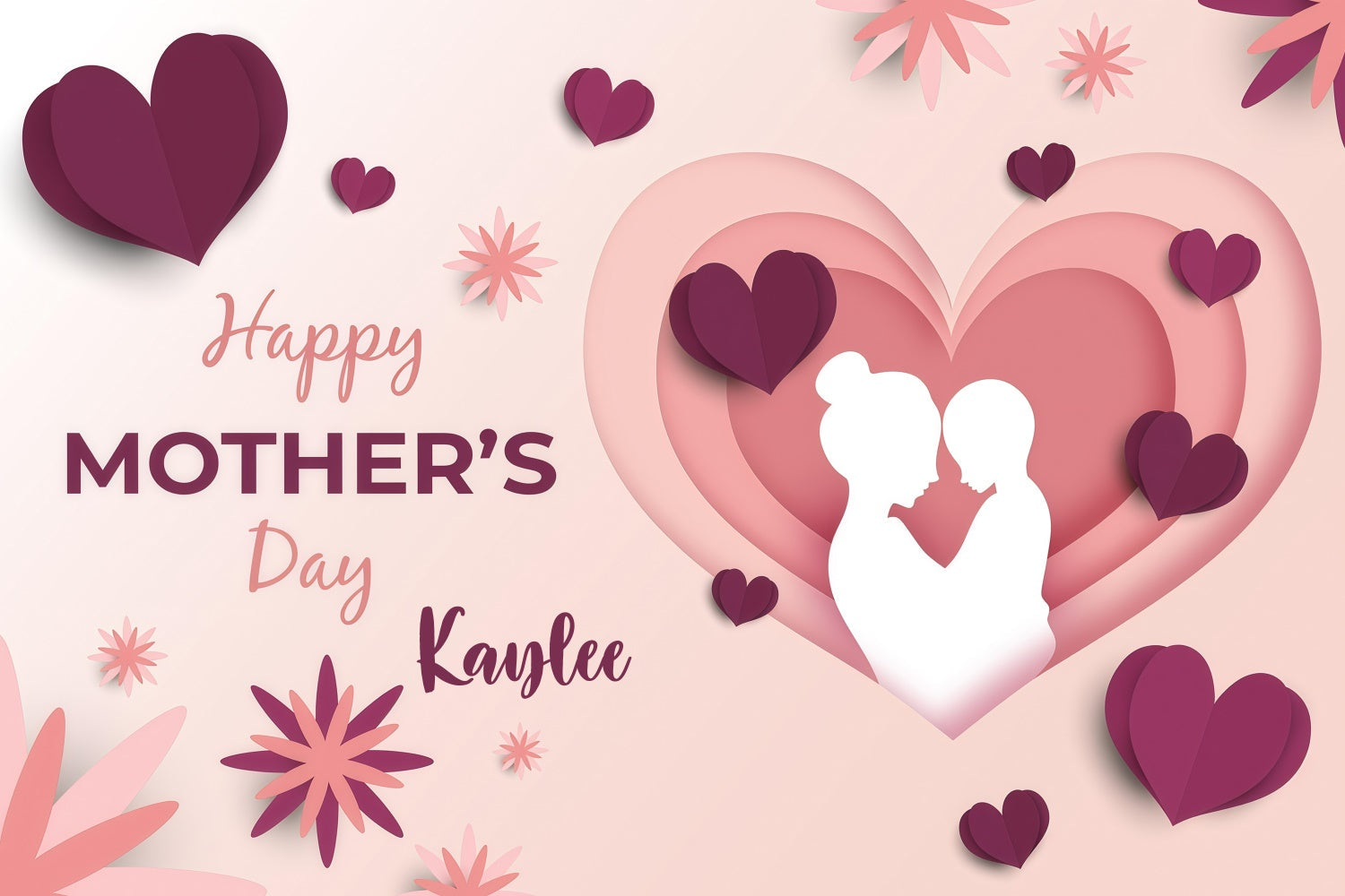 Backdrop For Mothers Day Silhouette Heart Floral Custom Backdrop UK GQ3-156