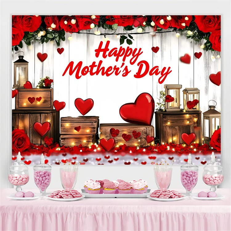 Mothers Day Backdrop Ideas Rustic Red Rose Lantern Custom Backdrop UK GQ3-163