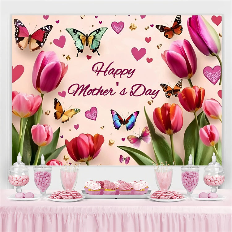 Backdrops For Mother's Day Tulip Blossom Butterfly Custom Backdrop UK GQ3-164
