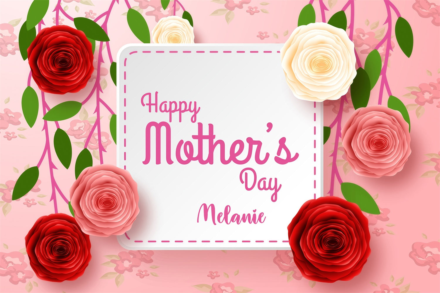 Mothers Day Photo Backdrop Delicate Rose Vines Customized Backdrop UK GQ3-168