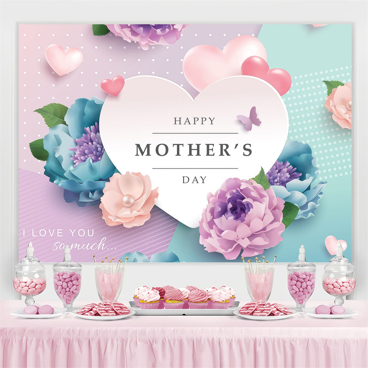 Mother's Day Backdrop Ideas Pastel Floral Charm Customized Backdrop UK GQ3-171