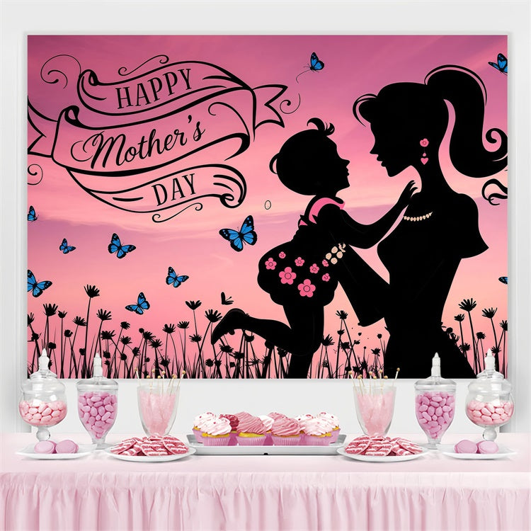 Backdrops For Mother's Day Pink Sky Butterfly Personalized Backdrop UK GQ3-172