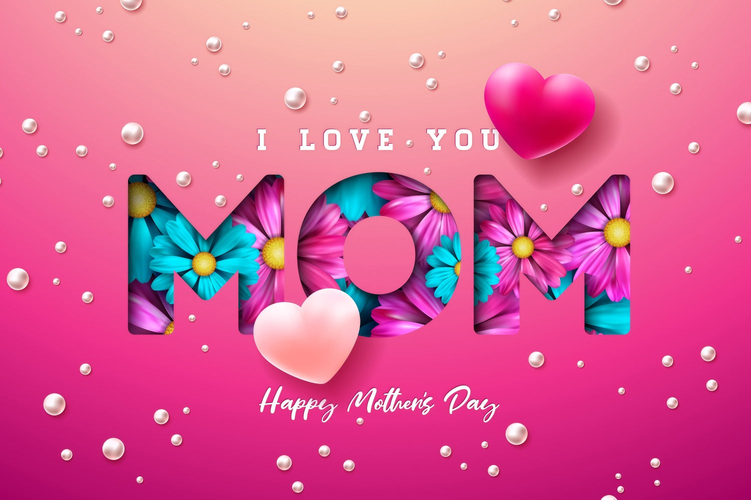 Mother's Day Backdrop Vibrant Floral Heart Personalized Backdrop UK GQ3-174