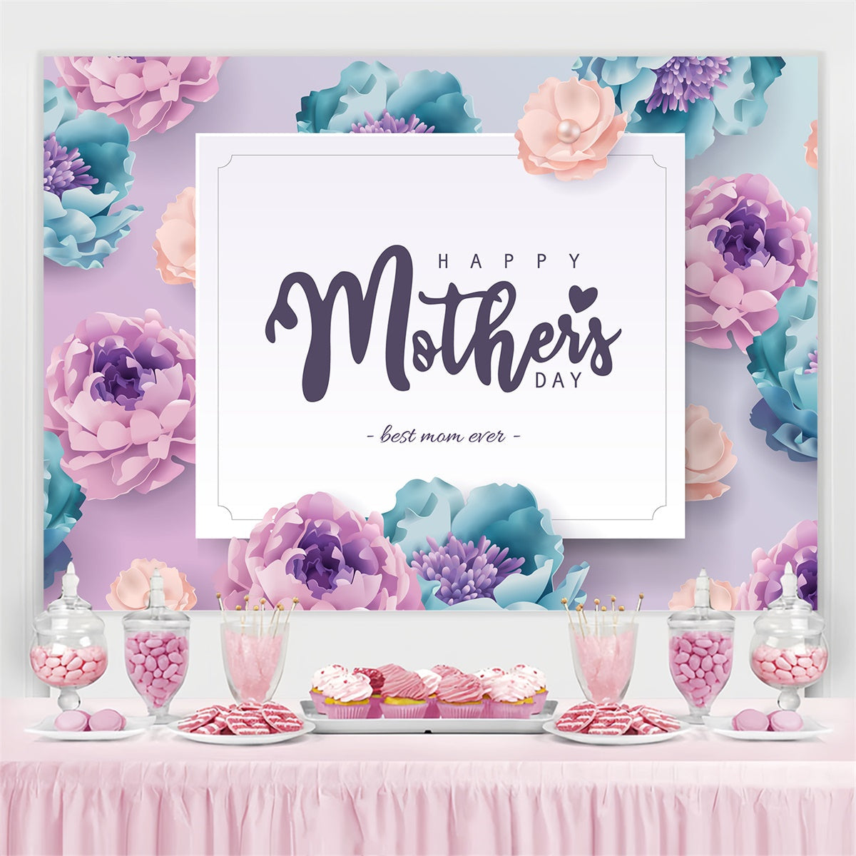 Mothers Day Backdrops Romantic Watercolor Floral Custom Backdrop UK GQ3-175